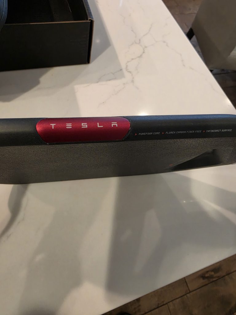 Tesla pickleball paddle branding